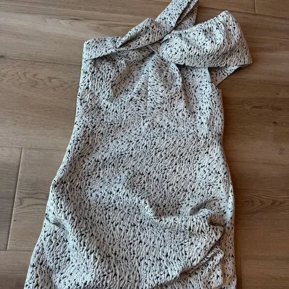 IRO Ophely Pearl White One Shoulder Metallic Mini Dress Medium NWT Cocktail